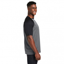Team 365 TT62 Unisex Zone Colorblock Raglan T-Shirt - Dark Grey Heather/Black