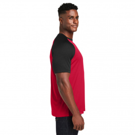 Team 365 TT62 Unisex Zone Colorblock Raglan T-Shirt - Sport Red/Black Heather