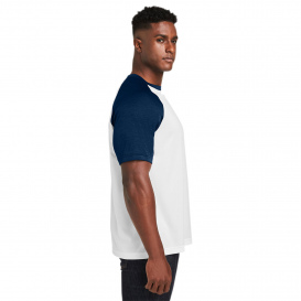 Team 365 TT62 Unisex Zone Colorblock Raglan T-Shirt - White/Sport Dark Navy Heather