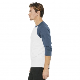 Bella + Canvas BC3200 Unisex 3/4-Sleeve Baseball Tee - White/Denim