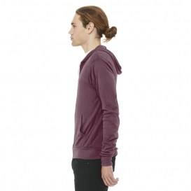 Bella + Canvas BC3939 Unisex Triblend Full-Zip Lightweight Hoodie - Maroon Triblend