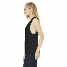 Bella + Canvas BC8803 Women's Flowy Scoop Muscle Tank - Black Heather