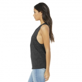 Bella + Canvas BC8803 Women\'s Flowy Scoop Muscle Tank - Charcoal-Black Slub