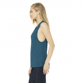 Bella + Canvas BC8803 Women\'s Flowy Scoop Muscle Tank - Heather Deep Teal