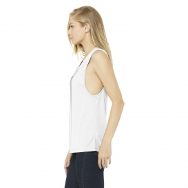 Bella + Canvas BC8803 Women's Flowy Scoop Muscle Tank - White