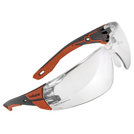 Bolle RUSPMN11U Rush + 2.0 Safety Glasses - Black/Red Temples - Clear CSP Platinum Anti-Fog Lens