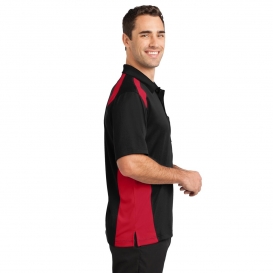 CornerStone CS416 Select Snag-Proof Two Way Colorblock Pocket Polo - Black/Red
