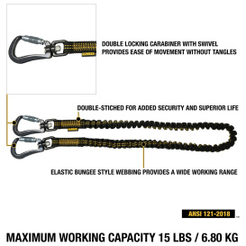 DEWALT DXDP721510 Power Tool Lanyard with Dual Carabiner - 75 in. (1.9 m) - 15 lbs. (6.8 kg)
