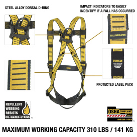 DEWALT DXFP512001 D1000 Fall Protection Harness w/ Pass Through Buckles