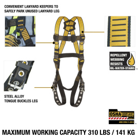 DEWALT DXFP512002 D1000 Fall Protection Harness w/ Tongue Buckle Legs