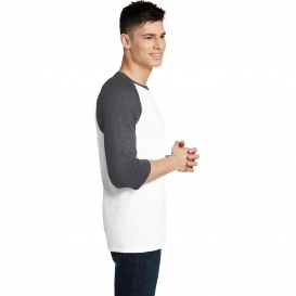 District DT6210 Young Mens Very Important Tee 3/4-Sleeve Raglan - Heathered Charcoal/White