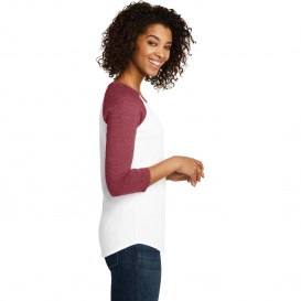 District DT6211 Juniors Very Important Tee 3/4-Sleeve Raglan - Heathered Red/White