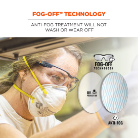 Ergodyne Dellenger 50065 Safety Glasses - Black Frame - Indoor/Outdoor Fog-Off Anti-Fog Lens