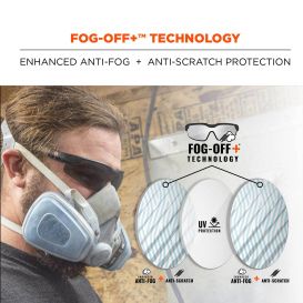 Ergodyne Dellenger 50067 Safety Glasses - Black Frame - Smoke Fog-Off Anti-Fog Lens