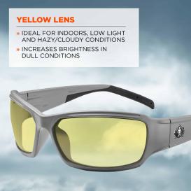 Ergodyne Thor 51150 Safety Glasses - Matte Gray Frame - Yellow Lens