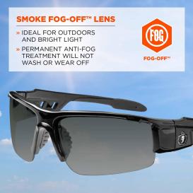 Ergodyne Dagr 52033 Safety Glasses - Black Frame - Smoke Anti-Fog Lens