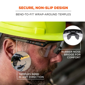 Ergodyne Aegir 55003 Safety Glasses - Black Frame - Indoor/Outdoor Lens