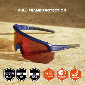 Ergodyne Aegir 55210 Safety Glasses - Matte Blue Frame - Color Enhancing Mirror Red Lens