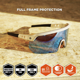 Ergodyne Aegir 55211 Safety Glasses - Matte Gray Frame - Color Enhancing Mirror Ice Blue Lens
