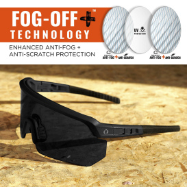 Ergodyne Aegir 55221 Safety Glasses - Matte Black Frame - Enhanced Anti-Fog Smoke Lens