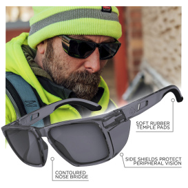 Ergodyne Sixten 58260 Safety Glasses - Smoke Frame - Gray Polarized Anti-Fog Lens