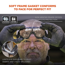 Ergodyne Arkyn 60312 Elastic Strap Safety Goggles - Black Frame - Clear Anti-Fog Lens