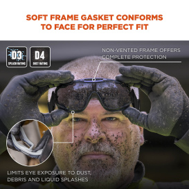 Ergodyne Arkyn 60313 Elastic Strap Safety Goggles - Black Frame - Smoke Anti-Fog Lens
