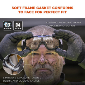 Ergodyne Arkyn 60314 Neoprene Strap Safety Goggles - Black Frame - Clear Anti-Fog Lens