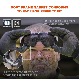 Ergodyne Arkyn 60315 Neoprene Strap Safety Goggles - Black Frame - Smoke Anti-Fog Lens