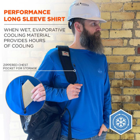 Ergodyne Chill-Its 6689 Cooling Long Sleeve Sun Shirt with UV Protection - Blue