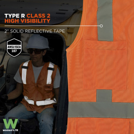 Ergodyne GloWear 8247ZW-S Type R Class 2 Women\'s Surveyor Safety Vest - Orange