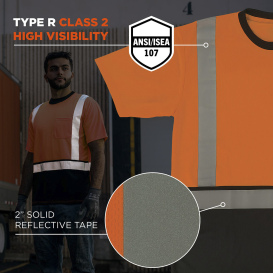 Ergodyne GloWear 8286BK Type R Class 2 Essential Black Bottom Safety Shirt - Orange