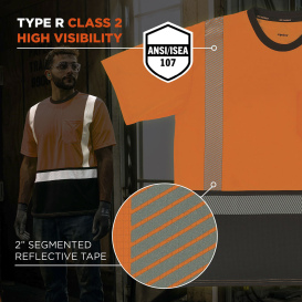 Ergodyne GloWear 8294BK Type R Class 2 Performance Black Bottom Safety Shirt - Orange