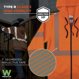 Ergodyne GloWear 8305W Type R Class 3 Women\'s Performance Hooded Zip-Up Sweatshirt - Orange