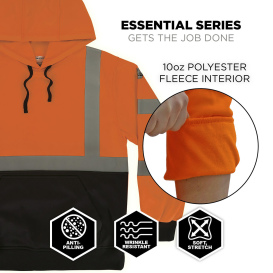Ergodyne GloWear 8311BK Type R Class 3 Essential Black Bottom Hooded Sweatshirt - Orange