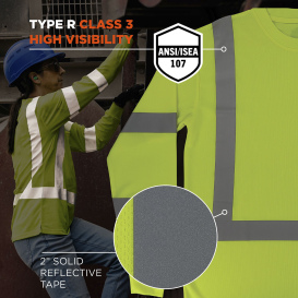 Ergodyne GloWear 8368 Type R Class 3 Essential Long Sleeve T-Shirt - Lime