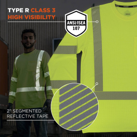 Ergodyne GloWear 8370 Type R Class 3 Performance Long Sleeve T-Shirt - Lime