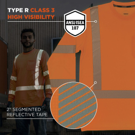 Ergodyne GloWear 8370 Type R Class 3 Performance Long Sleeve T-Shirt - Orange