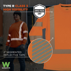 Ergodyne GloWear 8387 Type R Class 3 Performance Long Sleeve T-Shirt - Orange