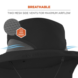 Ergodyne Chill-Its 8934 Ranger Hat with Neck Shade - Black