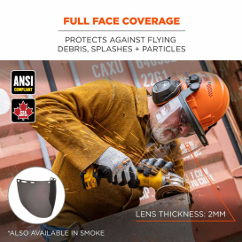 Ergodyne Skullerz 8997 Face Shield Replacement for Cap Style Hard Hat - Clear