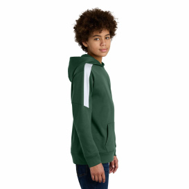 Sport-Tek YST255 Youth Sport-Wick Fleece United Pullover Hoodie - Forest Green/White