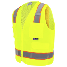 Global Glove GLO-0032 FrogWear Type R Class 2 Polyester Surveyor Safety Vest - Yellow/Lime