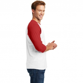 Gildan 5700 Heavy Cotton 3/4-Sleeve Raglan T-Shirt - White/Red