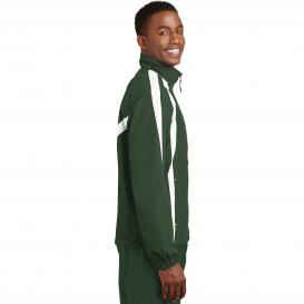 Sport-Tek JST60 Colorblock Raglan Jacket - Forest Green/White