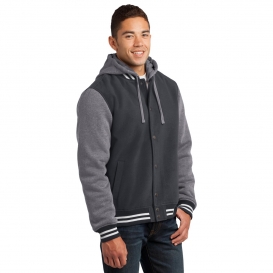 Sport-Tek JST82 Insulated Letterman Jacket - Graphite Grey/Vintage Heather