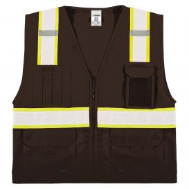 Kishigo B108 Enhanced Visibility Multi-Pocket Mesh Vest - Brown