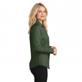 Port Authority L640 Ladies Crosshatch Easy Care Shirt - Dark Cactus Green