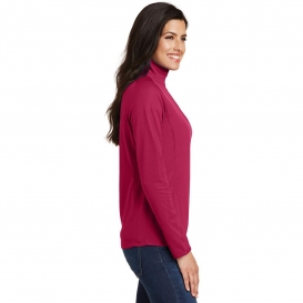 Port Authority L806 Ladies Pinpoint Mesh 1/2-Zip Pullover - Dark Fuchsia