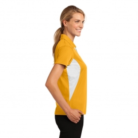 Sport-Tek LST655 Ladies Side Blocked Micropique Sport-Wick Polo Shirt - Gold/White